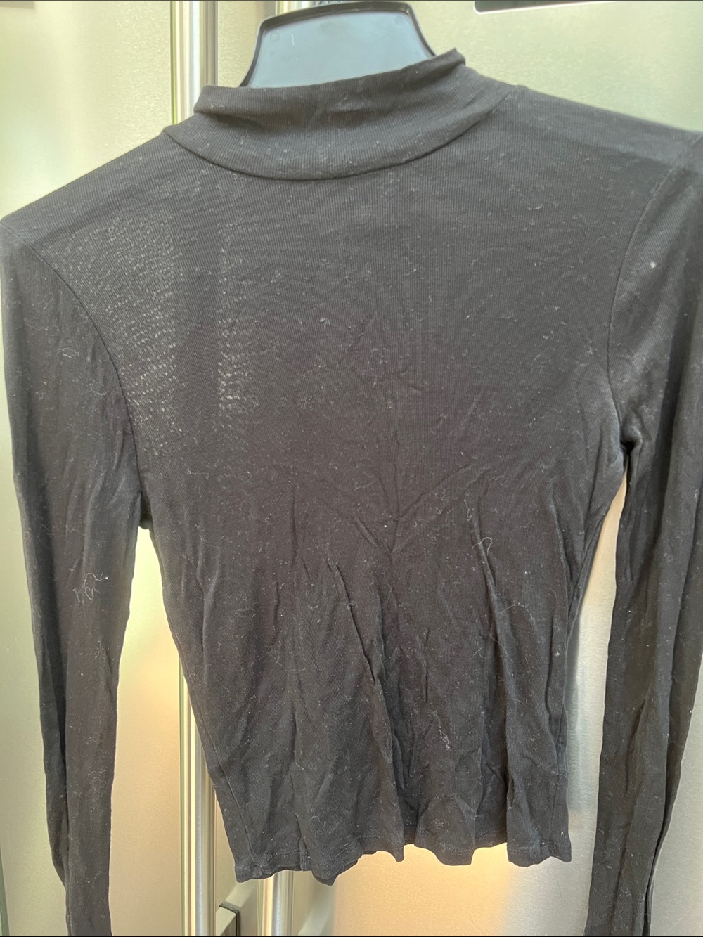 Topshop Black Mockneck cropped Top